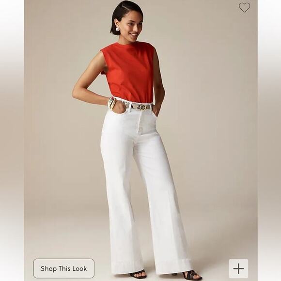 J. Crew‎ Petite Five Pocket Wide Leg Jean in White Wash Size 32P BM812 New - Picture 7 of 15